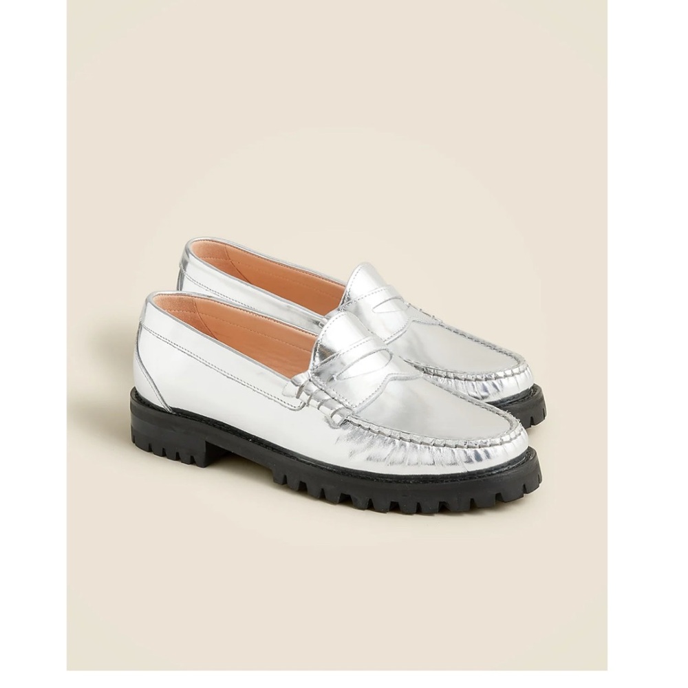 J.Crew Silver Loafers 9